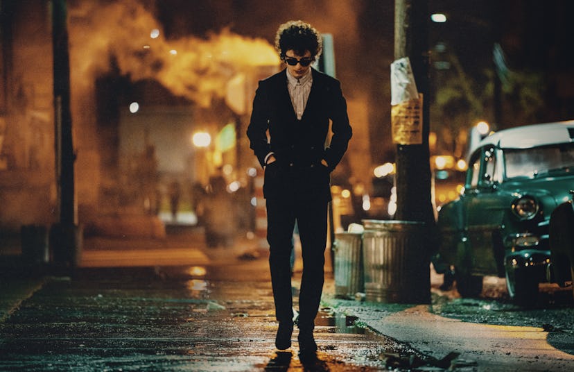 Timothee Chalamet as Bob Dylan in A Complete Unknown