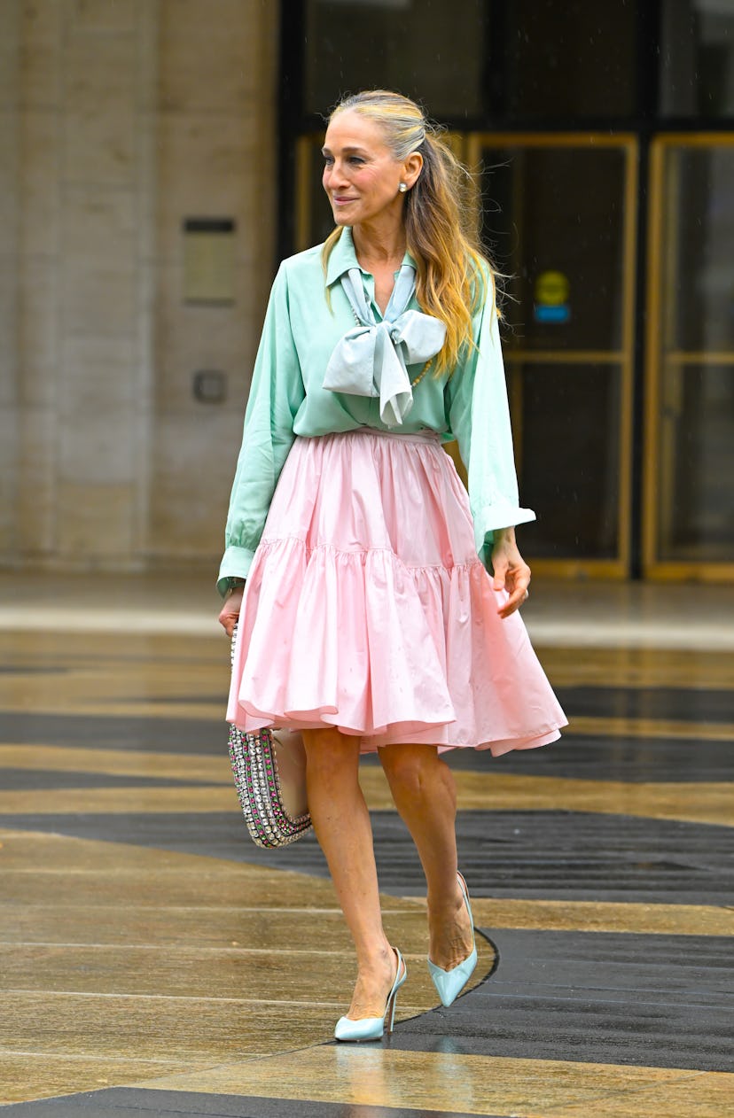 Sarah Jessica Parker is seen filming on location for "And Just Like That..." on May 10, 2024 in New ...