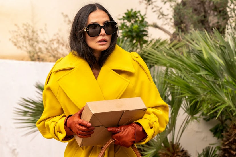 Demi Moore's yellow coat in The Substance