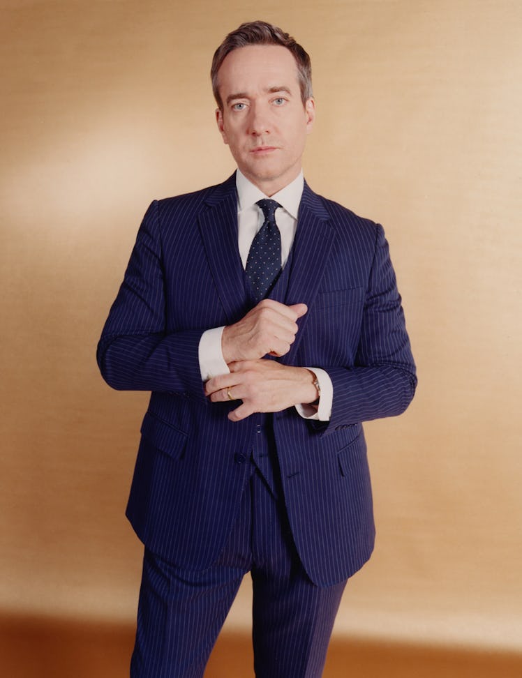 Macfadyen wears a Tom Ford suit; Polo Ralph Lauren shirt; Omega watch; Church's shoes.