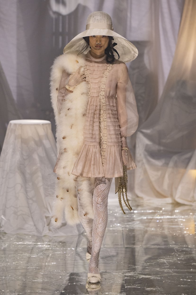 A model walks the runway during the Valentino Ready to Wear Spring/Summer 2025 fashion show as part ...