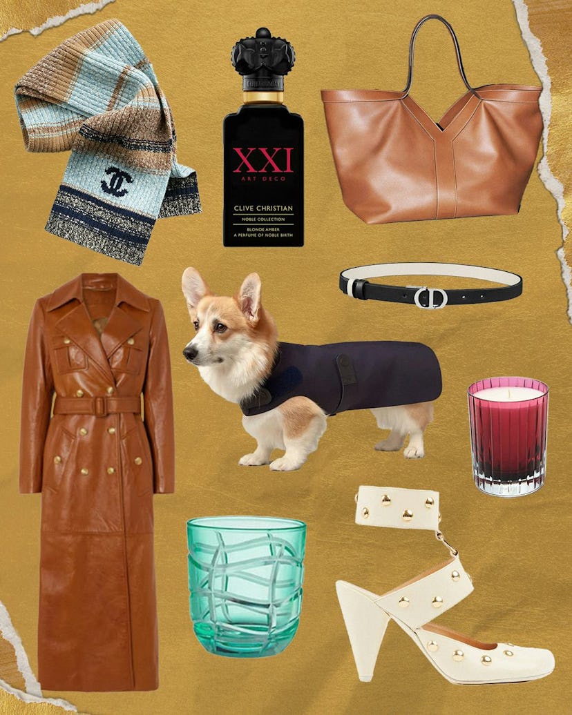 A collage of some luxury gifts as recommended by the writer, including but not limited to a Chanel s...