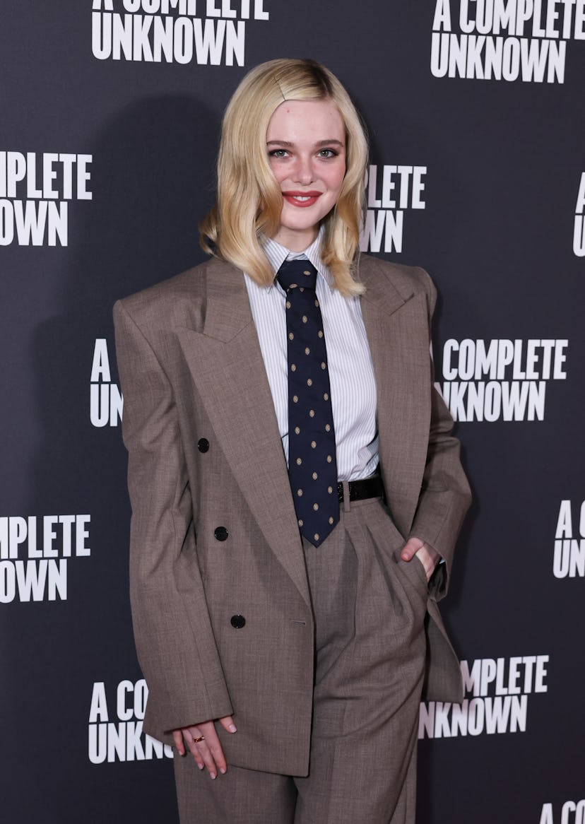 Elle Fanning attends the London photocall for "A Complete Unknown" at The Curzon Mayfair on December...