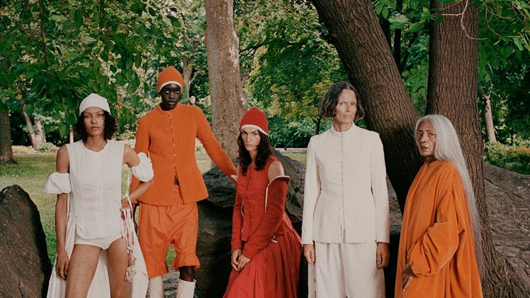 Models against a tree